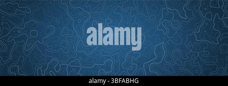Motivo topografico dettagliato su sfondo blu scuro che mostra linee e contorni ondulati Illustrazione Vettoriale