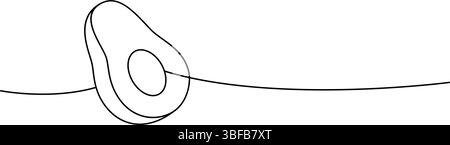 Disegno continuo avocado su una linea. Verdure biologiche fresche. Illustrazione vettoriale Illustrazione Vettoriale
