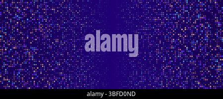 Sfondo blu texture pixel astratto. Illustrazione vettoriale. Sfondo TV con effetto di rumore quadrato. Futuristico banner sfumato al neon Illustrazione Vettoriale