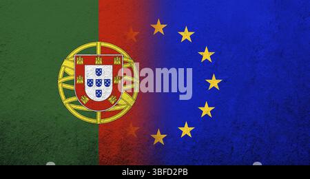 Bandiera dell'Unione europea - cerchio di stelle. Sfondo grunge Foto Stock