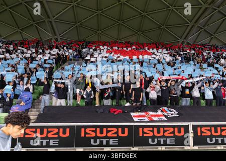Melbourne, Australia. 31 maggio 2025. Tifosi del Melbourne City FC durante la finale di A-League maschile tra il Melbourne City FC e il Melbourne Victory FC all'AAMI Park il 31 maggio 2025 a Melbourne, Australia. Crediti: Santanu Banik/Alamy Live News Foto Stock