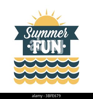 Summer Logo Vector Collection: Distintivi di spiaggia tropicale, emblemi del tramonto, icone delle vacanze, grafica di palme, illustrazioni di sole e viaggi, Typog delle festività Illustrazione Vettoriale