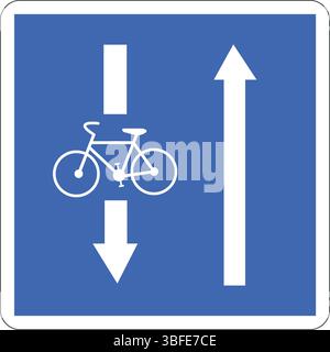 Cartello stradale, a due vie con direzione opposta riservato ai ciclisti Illustrazione Vettoriale