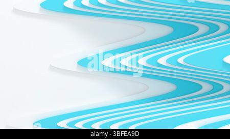 linee astratte 3d sfondo di onde blu e bianche Foto Stock