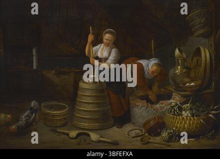 Dirck Wijntrack (1625-1678). Pittore olandese. A Barn Interior, ca. 1655. Olio su legno. Dettagli. Museo d'arte Kadriorg. Tallinn, Estonia. Foto Stock