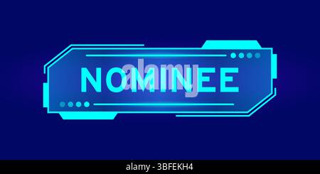 Futuristico banner hud con nome di parola sulla schermata dell'interfaccia utente su sfondo blu Illustrazione Vettoriale