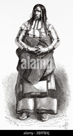 Jim Rebel capo della tribù Weber Ute. Stati Uniti d'America. Disegno di Saint-Elme Gautier (1849-1903) viaggio da Washington a San Francisco, 1868 di Lambert Marius Laurent Louis Simonin (1830-1886) le Tour du Monde 1874 Foto Stock