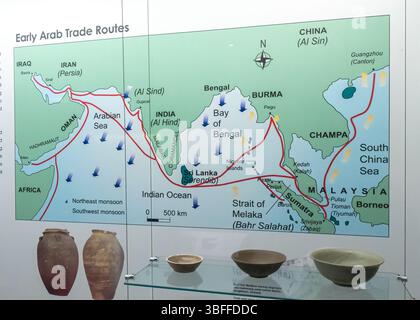 Mappa delle prime rotte commerciali arabe in Asia Foto Stock
