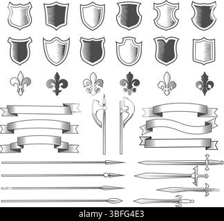 Incisione di simboli araldici Illustrazione Vettoriale