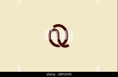 Letter Q e chicchi di caffè in grassetto lineari. Caffetteria, cibo e ristorante, concetto estetico. Illustrazione Vettoriale