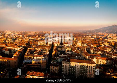 Veduta panoramica di Torino dalla cima della Mole Antonelliana. Foto Stock