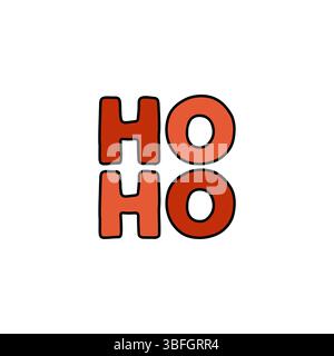 Illustrazione vettoriale di testo rosso ho ho ho ho natalizio, perfetta per disegni natalizi, biglietti natalizi e promozioni stagionali. Trendy, divertente e allegro Illustrazione Vettoriale
