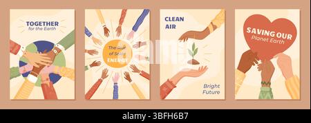 Banner della comunità volontaria in un set piatto Illustrazione Vettoriale