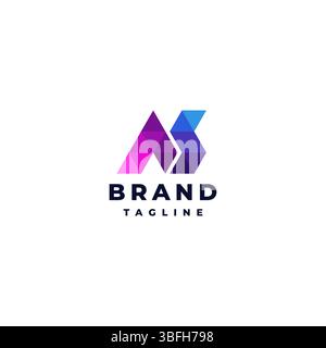 Lettera colorata COME disegno con logo Mosaic. Colorato Pixel Triangle lettere A e S Logo Design. Illustrazione Vettoriale