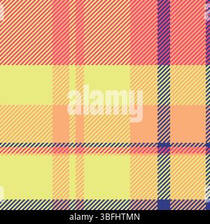 Primo piano con motivo a quadri senza cuciture, trama di sfondo perfetta. Eccezionale tessuto tartan vettoriale con colori giallo e arancione. Illustrazione Vettoriale