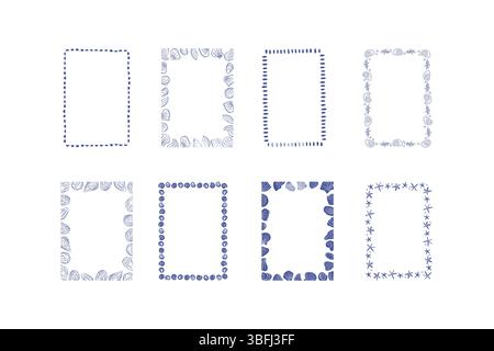 Collezione di telai costieri disegnati a mano Illustrazione Vettoriale