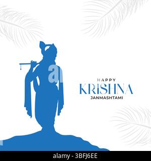 Felice Janmashtami con sfondo astratto colorato disegno di illustrazione vettoriale. Illustrazione per Krishna Janmashtami. Felice Janmashtami realistico L Illustrazione Vettoriale