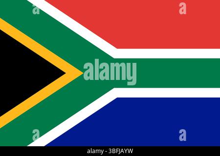 Bandiera del Sudafrica. Icona della bandiera del Sudafrica. Colore standard. Dimensioni standard. Una bandiera rettangolare. Illustrazione del vettore digitale del computer. Illustrazione Vettoriale