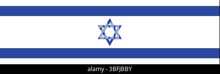 Bandiera di Israele. Icona rettangolo. Icona della bandiera. Colore standard. Uno striscione lungo. Illustrazione del computer. Illustrazione digitale. Illustrazione vettoriale. Illustrazione Vettoriale