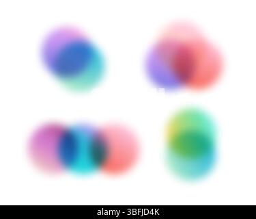 Collezione di composizioni circolari sfumate dai colori sfocati Illustrazione Vettoriale
