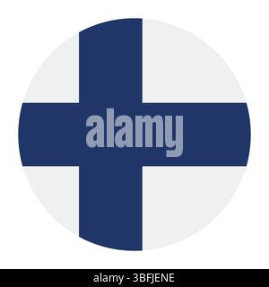 Bandiera della Finlandia. Icona della bandiera circolare della Finlandia, disegno dell'illustrazione vettoriale del computer. Illustrazione Vettoriale