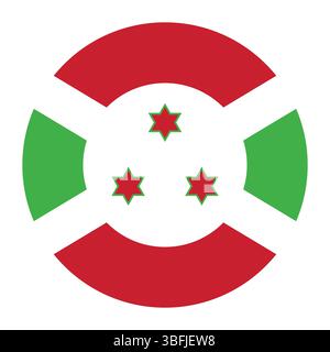 Bandiera del Burundi. Icona del logo della bandiera del cerchio Burundi disegno vettoriale del computer. Illustrazione Vettoriale