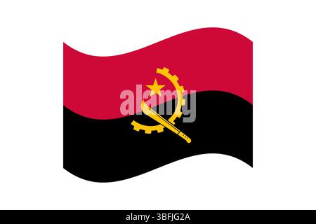 Bandiera dell'Angola. Illustrazione vettoriale digitale bandiera ondulata dell'Angola. Bandiera fluttuante. Illustrazione Vettoriale