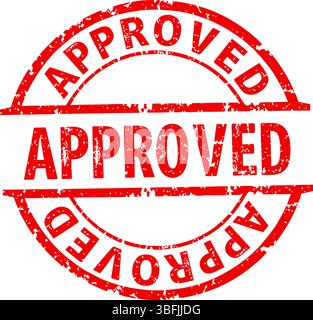Timbro approvato Red Grunge - sigillo ufficiale del documento Illustrazione Vettoriale