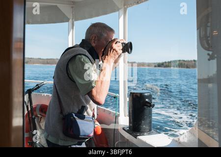 Pensionato su un traghetto mentre visiti Stoccolma Foto Stock