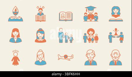 Set di icone del percorso di vita – simboli di crescita, percorso, progresso e sviluppo personale Illustrazione Vettoriale