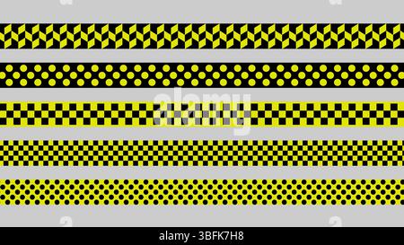 Illustrazione vettoriale di una serie di motivi di sfondo, linee decorative, monocromatiche, gialle e bianche per album di ritagli e altri disegni Illustrazione Vettoriale