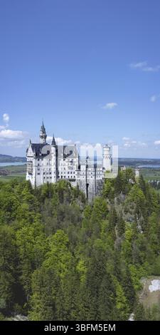 Castello di Neuschwanstein e gola di Poellat vicino a Hohenschwangau, strada romantica, Ostallgaeu, Baviera, Germania, Europa Foto Stock