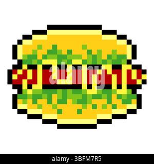 Hot dog con pixel art isolato su sfondo bianco Illustrazione Vettoriale