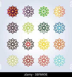 Ornamento geometrico rotondo, disegno lineare senza cuciture con uno sfondo astratto Illustrazione Vettoriale