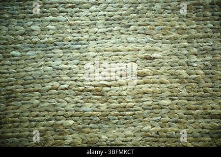 Dettaglio della stuoia in fibra naturale intrecciata a mano realizzata con una pianta idrantica Foto Stock