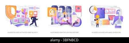 Miglioramenti DELL'INTELLIGENZA ARTIFICIALE per le illustrazioni vettoriali astratte del concetto Smart Homes. Illustrazione Vettoriale