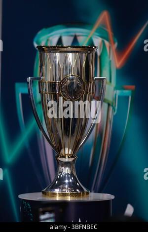 Città del Messico, Ciudad de Mexico, Messico. 31 maggio 2025. Il trofeo della CONCACAF Champion Cup si vede durante la giornata mediatica tra Cruz Azul e Vancouver Whitecaps all'Estadio Olimpico Universitario. Il 31 maggio 2025 a città del Messico, Messico. (Credit Image: © Carlos Santiago/eyepix via ZUMA Press Wire) SOLO PER USO EDITORIALE! Non per USO commerciale! Foto Stock
