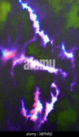 Sfondo acquerello astratto e profondo in sfumature di viola scuro, rosa e verde tenue Foto Stock