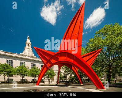 La scultura Stegosaurus Alfred E. Burr Mall   Hartford, Connecticut, Stati Uniti d'America Foto Stock