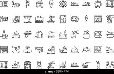 Icone del cibo e del ristorante icona semplice vettoriale. Immagine modello di disegno simbolo per elemento UI mobile Web. Illustrazione Vettoriale