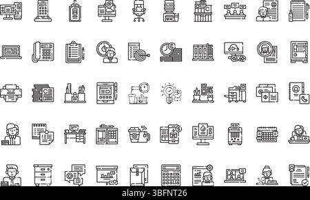 Icone di Office icone semplice icona vettoriale. Immagine modello di disegno simbolo per elemento UI mobile Web. Illustrazione Vettoriale