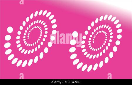 Turbolenza a spirale composta da cerchi punteggiati in uno sfondo rosa vivace disegno astratto vettoriale Illustrazione Vettoriale