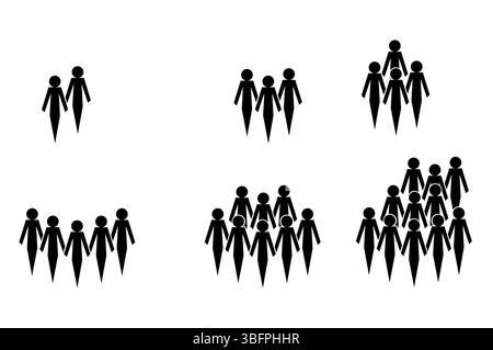 Icona persone Imposta un design piatto isolato su sfondo bianco, simbolo persone vettore infografico per illustrazione statistica e gerarchica o avvio Illustrazione Vettoriale