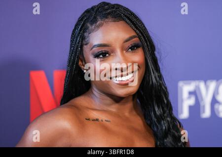 Hollywood, Stati Uniti. 2 giugno 2025. HOLLYWOOD, LOS ANGELES, CALIFORNIA, USA - 2 GIUGNO: La ginnasta americana Simone Biles arriva all'evento Netflix FYSEE LA - "Simone Biles Rising" stagione 1 ATAS (Academy of Television Arts and Sciences) Emmy FYC (for Your Consideration) tenutosi all'Hollywood Athletic Club il 2 giugno 2025 a Hollywood, Los Angeles, California, Stati Uniti. (Foto di Xavier Collin/Image Press Agency) credito: Image Press Agency/Alamy Live News Foto Stock