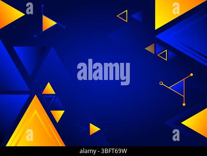 sfondo geometrico astratto blu scuro e giallo con triangoli Illustrazione Vettoriale