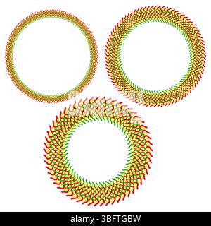 Cornici decorative circolari. Bordi ornamentali arrotondati. Anelli geometrici vettoriali. Collezione di cornici colorate. Illustrazione Vettoriale