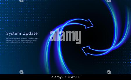Aggiornare il software. Scambio e trasferimento di denaro. Icona di sincronizzazione. Aggiornamento del concetto di versione del programma per computer. Frecce di circolazione in movimento. Due frecce Illustrazione Vettoriale