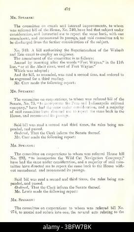 La pagina 490 della rivista Indiana House documenta i procedimenti della 30a sessione dell'Assemblea generale, iniziata il 1° dicembre 1845, a Indianapolis. Foto Stock