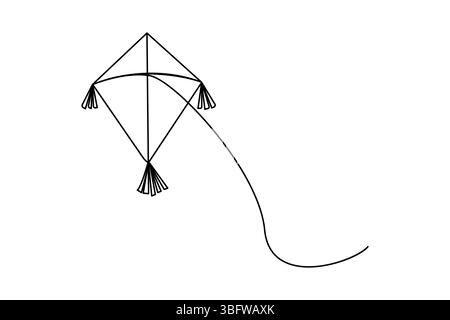 Semplice illustrazione del disegno continuo di una linea di aquiloni Illustrazione Vettoriale