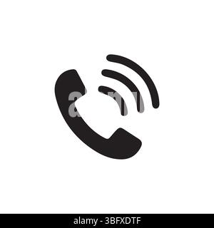 Icona squillo chiamata telefonica per app mobile, contatto e interfaccia utente di comunicazione Illustrazione Vettoriale